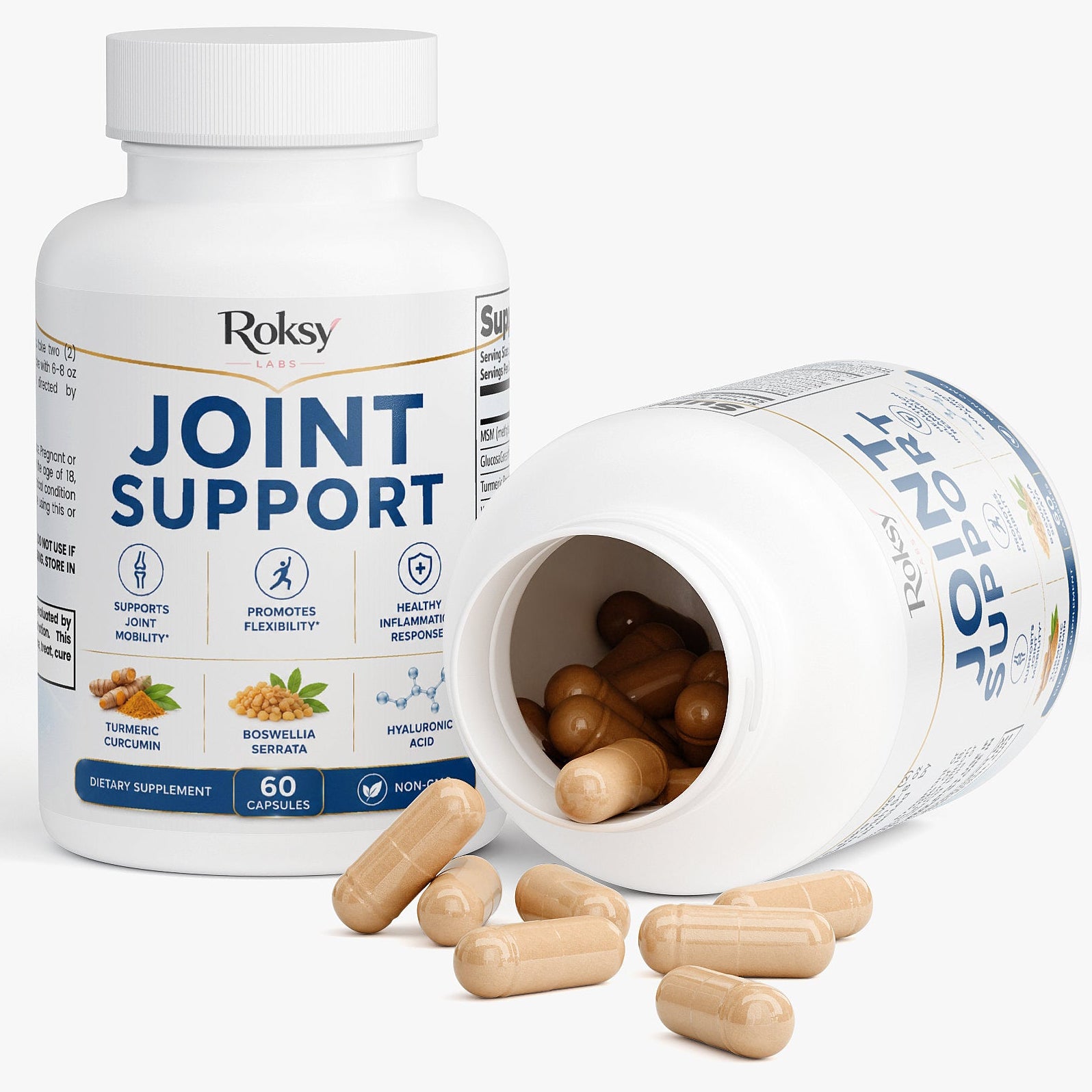 Roksy Joint Support glucosamine capsules 60 count for promoting flexibility and mobility