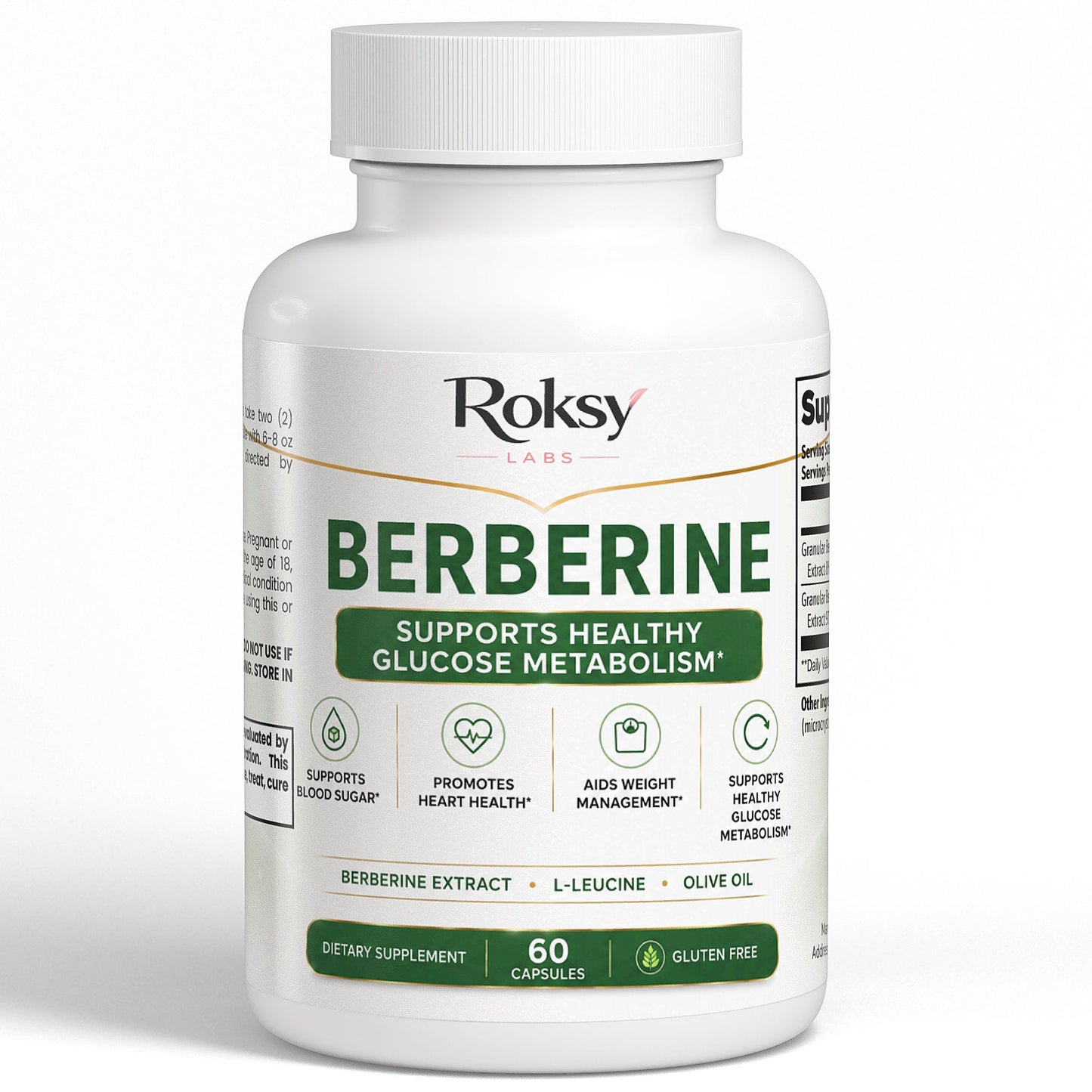 Roksy Berberine 60 capsules for weight management and glucose tablets for low blood sugar