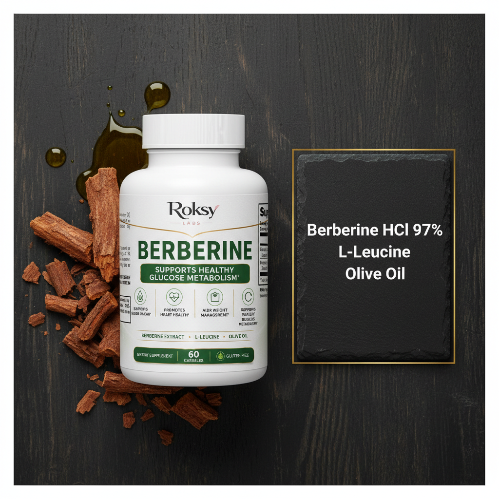 Roksy Berberine capsules 60 count for supporting healthy glucose metabolism