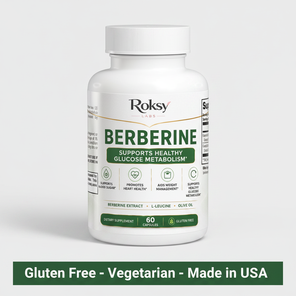 Roksy Berberine 60 Capsules for Weight Management and supports healthy glucose metabolism