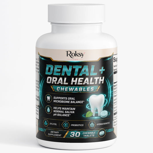 Roksy Dental + Oral Health Chewables 30 count for supporting oral health hygiene and microbiome balance