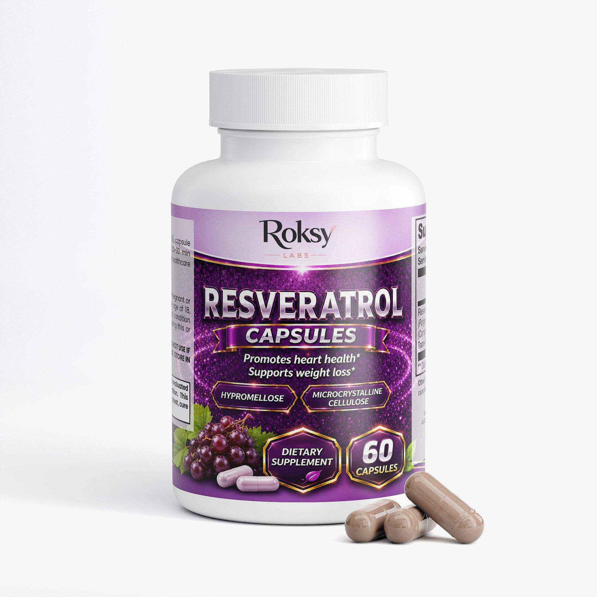 Roksy Resveratrol Capsules for weight management, promoting heart health and supporting weight loss