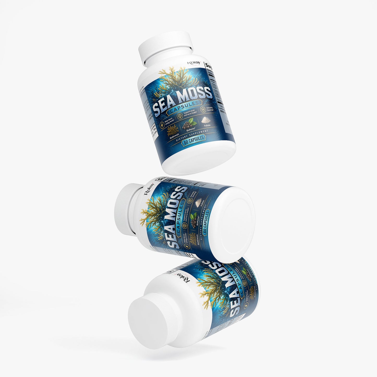 ROKSY Sea Moss Capsules in 90 count for overall wellness and nutritional support