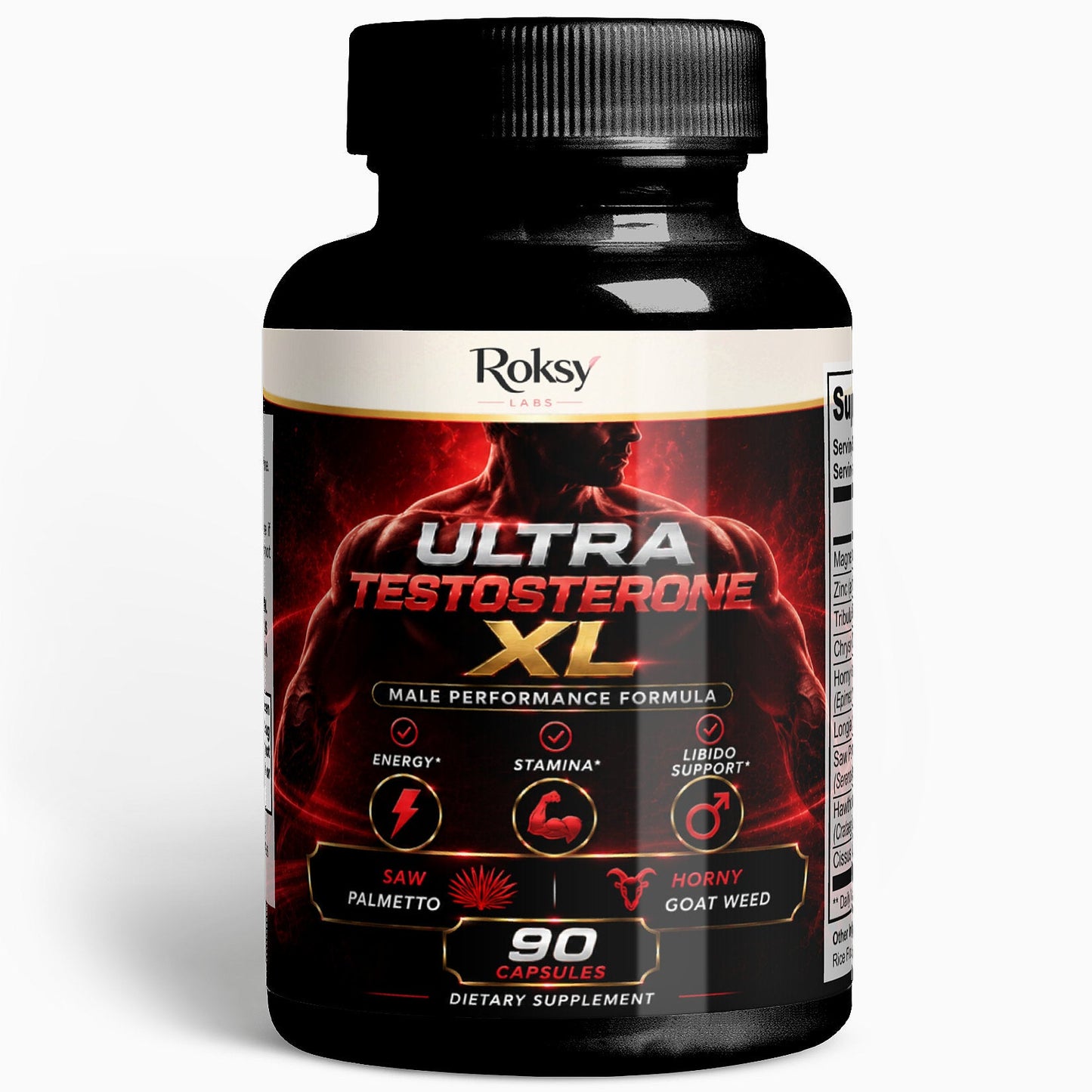 Roksy Ultra Testosterone XL 90 capsules dietary supplement for male performance and stamina