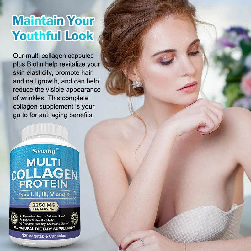 Multi-Collagen Capsules for Skin Health - 120 Veggie Caps